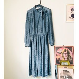 Vintage Satin Dress with Bow Detail